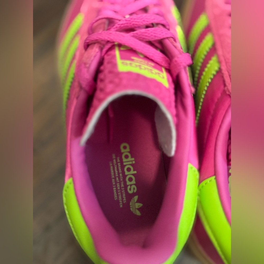 adidas Gazelle Pink & Neon Green Sneakers - Picture 8 of 10